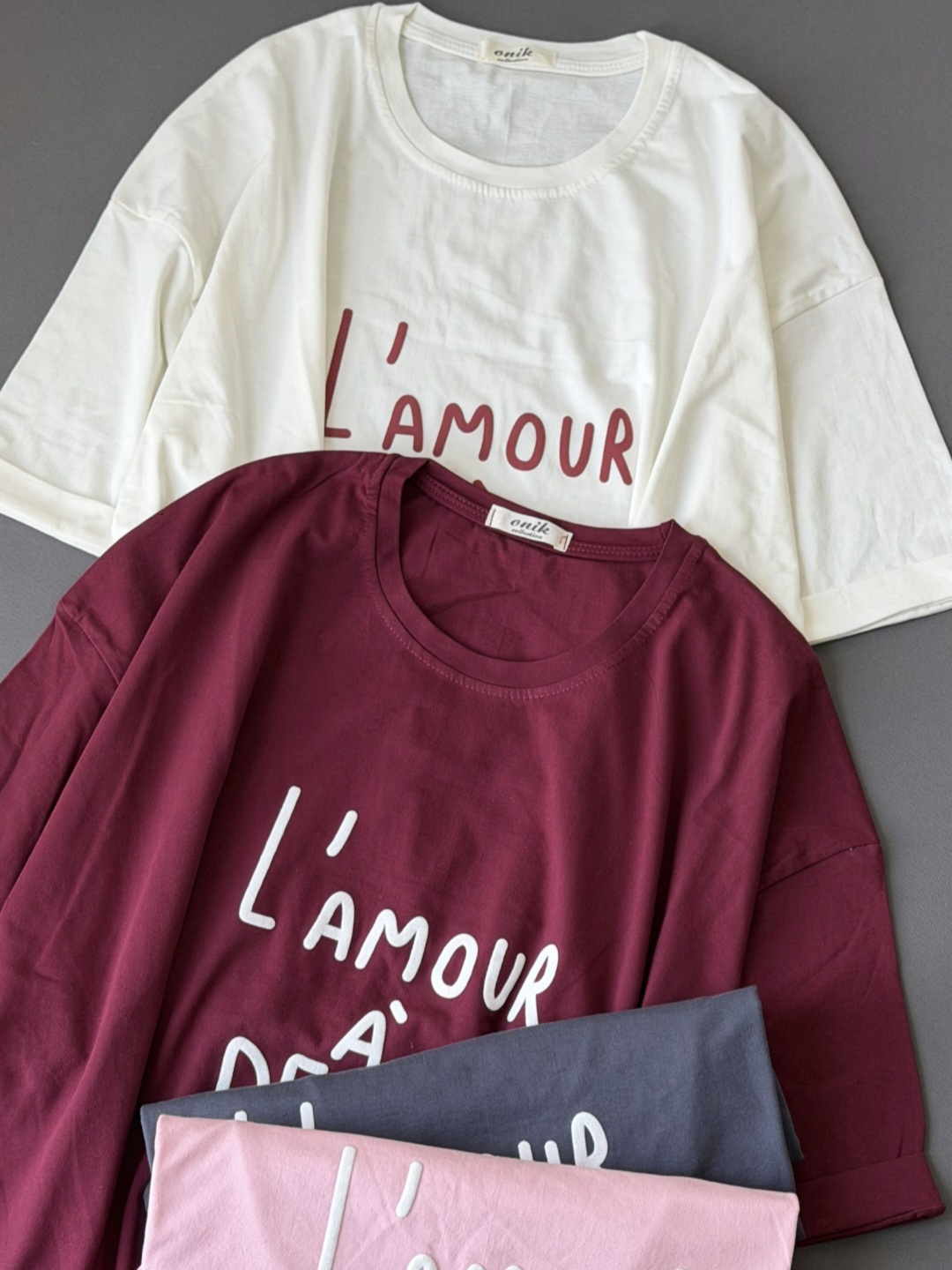 تیشرت اورسایز باکسی طرح **L’Amour** نخ پنبه زنانه